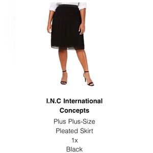 INC International Concepts Black Pleated Skirt- Plus 1X- NWT